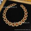 Nanyang Médio Antigo Cobre Incrustado Chá Strass Banhado 18 Antigo Retro Ouro Pesado Indústria Distinta Brincos Pulseira Colar