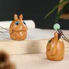 Colgante para Teléfono Móvil Gato Dragón Sándalo Verde Tallado en Sándalo Artesanía Joyería Llavero Accesorios para Bolsos