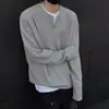 Camiseta de Manga Larga con Media Cremallera de Waffle para Hombre Primavera Marca de Moda Calle Alta Americana Sudadera de Cuello Redondo Holgada Casual Capa Base