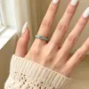 Anillo abierto de esmalte color macarrón para mujer, ajustable y apilable, anillo para dedo índice, aleación incrustada con circón, accesorio de moda y único