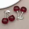 Cuatro Colgantes de Cereza Grande de Resina de Fruta Estéreo Simulada Negro/Rojo para Collar de Bricolaje Llavero Accesorios de Joyería
