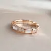 Anillo Hueso de Serpiente V-Oro Versión de Alta Gama Madreperla Blanca Anillo con Forma de Serpiente Incrustado de Diamantes Chapado en Oro Rosa de 18K Anillos de Pareja para Mujeres