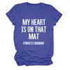 Mi Corazón Está en Ese Sitio Independiente de Deseos Estilo Europeo y Americano Camiseta Casual Simple de Manga Corta con Cuello Redondo para Mujer para Exportación