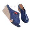 2021 verano transfronterizo nuevo suministro de zapatillas de mezclilla de comercio exterior tacón alto cuña talla grande 35-43 al por mayor