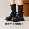 Polainas de Punto para Mujer en Invierno, Engrosadas y Cálidas, Calcetines Blancos de Chica Dulce con Botas de Nieve, Calcetines de Felpa, Calcetines para Pantorrilla de Otoño e Invierno