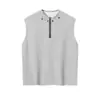 Chaleco Retro Americano con Media Cremallera para Hombre Verano Tendencia Marca Diseño Industrial Pesado con Remaches Sentido del Diseño Camiseta Holgada Chaleco Deportivo
