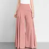 Moda Femenina Nueva de Primavera y Otoño Transfronteriza de Amazon Pantalones de Pierna Ancha de Cintura Alta Color Sólido Pantalones Casuales Ligeros para Caminar al Aire Libre
