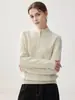 Suéter de cachemira para mujer, 100% cachemira pura de cabra, cuello semialto, con cremallera, corte ajustado, suéter base de punto, nuevo modelo de otoño e invierno