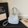 Bolsa de ombro de lona com estampa de estrelas estilo coreano para mulheres, nova moda 2026, grande capacidade, bolsa de axila, estilosa e versátil para o dia a dia