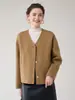 Abrigo cruzado de terciopelo esmerilado marrón grisáceo, estilo vintage, corte holgado, con solapas, nuevo abrigo de lana para otoño/invierno europeo y americano, 100% lana