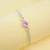 Pulsera de Plata de Ley S925 Zafiro Rosa Padparadscha Azul Simple Moda Versátil Lujo Ligero Sensación de Gama Alta Joyería de Mano Regalo para Mejor Amiga