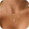 Exquisito Collar de Acero de Titanio con un Solo Diamante y Doble Capa para Mujer, Elegante y Lujoso, Cadena para Clavícula Apilable de Alto Nivel con Cuentas Doradas