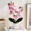Flores Artificiales 10 Flores Dos Frutas Orquídea Maceta Flor de Simulación Bonsái Sala de Estar Moderna Hogar Decoraciones Interiores Adornos