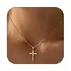 Nuevo Collar Cruzado Dorado de 14K con Recubrimiento de Cobre de Amazon para Mujer, Cadena de Clavícula Simple y Versátil, Joyería Transfronteriza Europea y Americana al por Mayor