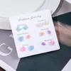 Set de Aretes Dulces, Frescos y Lindos de Primavera y Verano para Una Semana con Corazón Femenino, Agujas de Imitación Plateada, Accesorios de Oreja Pequeños y Versátiles para el Día a Día