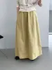 Falda Larga Floral Plisada Casual de Trabajo Estilo Japonés Vintage para Mujer con Cintura Elástica, Adelgazante y Versátil 2697