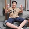 Pijama Masculino Algodão Puro Jovem Verão 2025 Novo Respirável Manga Curta Pulôver Fino Roupas de Casa Conjunto de Duas Peças
