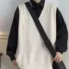 Chaleco de Lana Marrón con Cuello en V para Primavera y Otoño para Hombre Marca Trendy Ins Suelto Casual Sin Mangas Tejido Estilo Coreano Tejido Trendy
