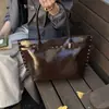 Bolsa Vintage de Grande Capacidade para Couro Oleoso, Nova Moda 2025 Bolsa de Ombro Feminina para o Dia a Dia, Bolsa de Mão Tote
