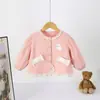 Cárdigan de Encaje para Niña Estilo Primavera y Otoño Lindo Bordado de Conejito para Bebé Bolsillos de Caramelo Cárdigan Top Elegante para Niña Pequeña