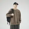 Moletom Gola Redonda Masculino Primavera e Outono Marca Tendência Camisa Base Pesada 2025 Nova Versátil Pulôver Camiseta de Manga Longa Top
