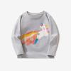 Roupas Infantis Transfronteiriças Outono e Inverno 2025 Conjunto de 3 Peças Camiseta Infantil de Manga Longa Estampa de Unicórnio Camisa de Tricô Gola Redonda
