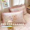 Funda de almohada individual con borde de pompón de dibujos animados de terciopelo de leche para niños, estudiantes, dormitorio, funda individual de franela para almohada de invierno