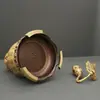 Cabaça de Latão Cobre Integral Atratora de Fortuna com Tampa Aberta para Decoração de Mesa de Escritório Casa e Presente