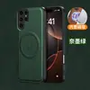Adecuado para Samsung S26Ultra Estuche Magnético para Teléfono con Textura de Cuero A17 Soporte de Cuero A52 Anticaídas A37 Estuche Protector A56