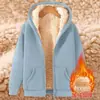 Abrigo de Piel de Cordero Otoño e Invierno para Hombre Suéter Grueso Forrado de Lana Espesado para Hombre Top de Color Sólido Cárdigan con Capucha para Jóvenes
