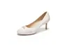 6313-2 Zapatos de Tacón Alto de Satín con Lazo, Tacón Fino, Punta Redonda, Boca Baja Zapatos de una Sola Pieza, Elegantes y con Estilo para el Trabajo de Mujer