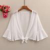 Nova Camisa Curta Verão Do Laço Pequeno Xale Moda Saia Exterior Camisa Chiffon Curto All-match Estilo Ocidental Camisa Fina