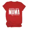Camiseta Solta Divertida Tendência Versátil Nova Glitter Mãe de Ambos para Sites Independentes