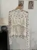 Conjunto Duas Peças Omalai com Gola Alta, Manga Longa em Renda Floral com Camisola Lisa, Estilo Fresco e Simples 6931