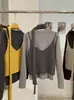 Conjunto de dos piezas KEKEZOON, top de punto de cuello redondo, manga larga hasta el hombro, con camisola debajo, y un lazo 9174