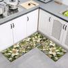 Tapete de cocina con flor 3D, tapete de piso a prueba de aceite, lavable, borrable, de barro de diatomeas absorbente, tapete suave, alfombra para el hogar, tapete de puerta, cuero PU