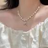 Colar Corrente de Miçangas Rabo de Peixe Japonês e Coreano com Pingente de Franja Corrente para Clavícula Feminino Novo Verão 2025 Joias Estilo Simples Tendência