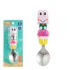 Cuchara de dibujos animados para niños Dorado, cuchara de acero inoxidable, cuchara de entrenamiento, cuchara para aprender a comer, cuchara de vajilla 6440