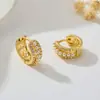 Pendientes de Aro Estilo Lujo Ligero con Perlas y Circonitas, Aleación de Cobre con Baño de Oro Real, Pendientes de Gama Alta de Nicho, Versátiles para el Trabajo
