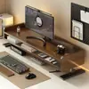 Estante de escritorio para libros, elevador de monitor de computadora, estante extendido de doble capa para debajo de la pantalla del escritorio