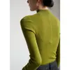 Decote em V, suéter de malha sem costura, elegante e versátil para o trabalho, gola alta discreta, segunda pele de tricô, blusa feminina para usar em camadas, estilo outono