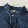 Camisa de Mezclilla Suave para Niños 2026 Primavera y Otoño Nuevo Estilo Top de Bloques de Color para Niños Pequeños Chaqueta Camisa de Bebé de Moda para Niñas