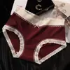 7A Roupa Íntima Feminina Vermelha Algodão Grafeno Antibacteriana Forro Respirável Calcinha de Cintura Média