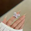 Nuevo Anillo de Mariposa Violeta con Flor de Goteo de Aceite Hecho a Mano Chino Dulce Fresco de Gama Alta Anillo Abierto Anillo