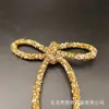 Grampo de Cabelo Laço Amarrado Transfronteiriço Luxo Super Brilhante Full Diamond Cordão de Laço Broche