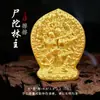 Cinco Budas: Tara Verde, Ksitigarbha, Buda da Medicina, Mestre do Lótus, Deus Amarelo da Riqueza, Oito Deuses Guardiões, Ornamento de Estátua de Buda em Argila Branca Esfregado com Ouro