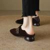 40-43 plus size comércio exterior salto grosso fivela de cinto boca profunda sapatos únicos francês retro ovelha torneamento couro dois-usando bico redondo sapatos de salto médio