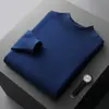 Suéter de punto para hombre de cuello medio alto, nuevo jersey de otoño e invierno, camisa base casual de negocios, suéter de lana de cuello redondo de otoño e invierno