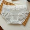 Ropa Interior Sexy de Algodón Puro con Encaje en el Borde para Mujer 100A Algodón Antibacterial Entrepierna Extendida Transpirable Cintura Media Calzones de Mujer