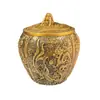 Jarra de Cobre Auspiciosa de Latón Antiguo con Dragón y Fénix Tarro de Té Colección de Cobre Antiguo Decoración del Hogar Artesanías Adornos Venta al por Mayor